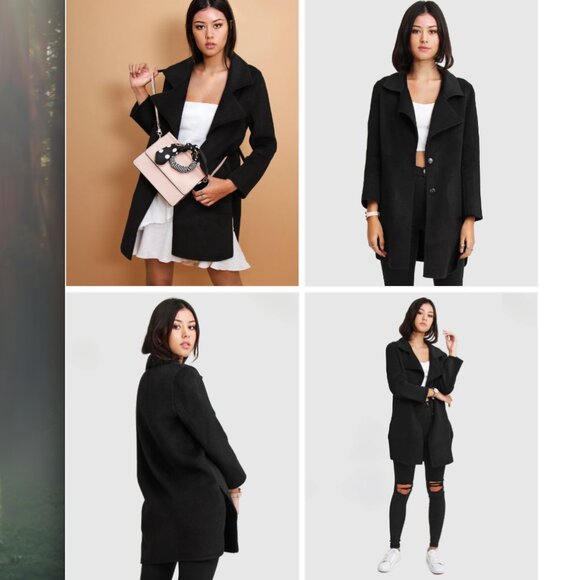 Bell & Bloom Wool Ex-Boyfriend Jacket Open Front Oversized Fit | Black | XL - Picture 1 of 16